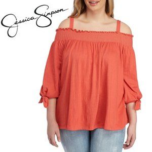 Jessica Simpson Plus Size Coral Off Shoulder Top